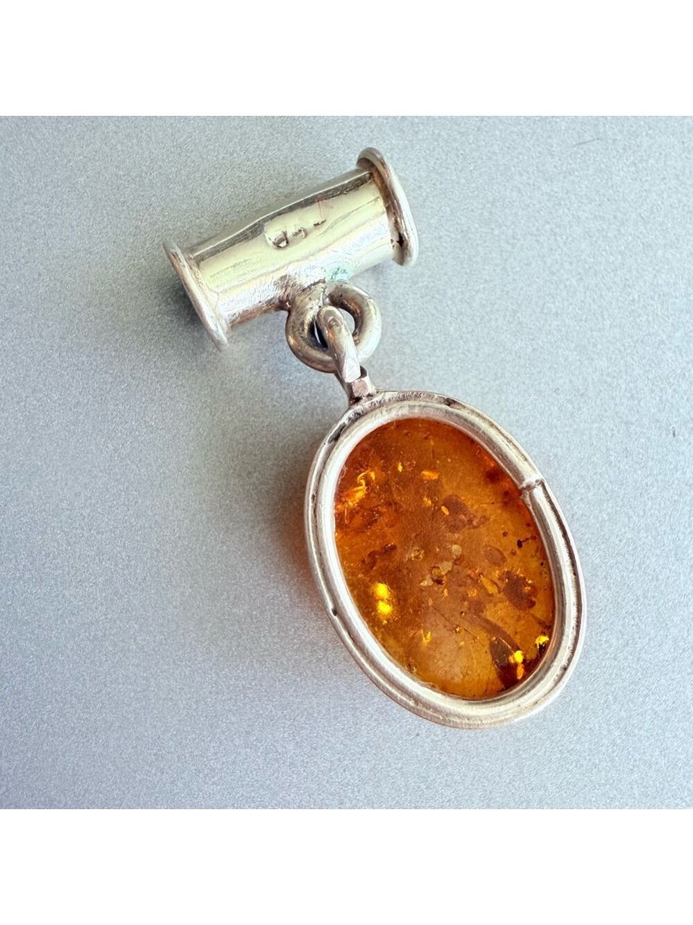 925 Sterling Silver 4.3 CT Baltic Honey Amber Slide 1.25" Pendant - Picture 6 of 7
